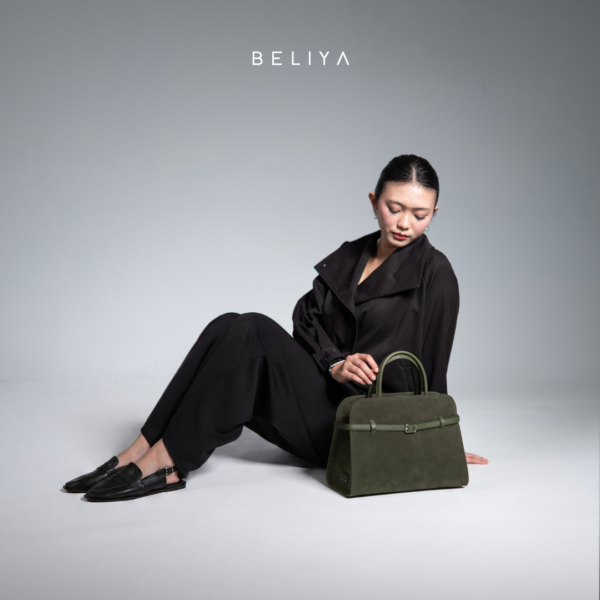 Beliya Tami HandBag Olive Green Suede - Big Size