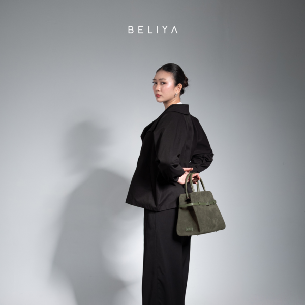 Beliya Tami HandBag Olive Green Suede - Big Size