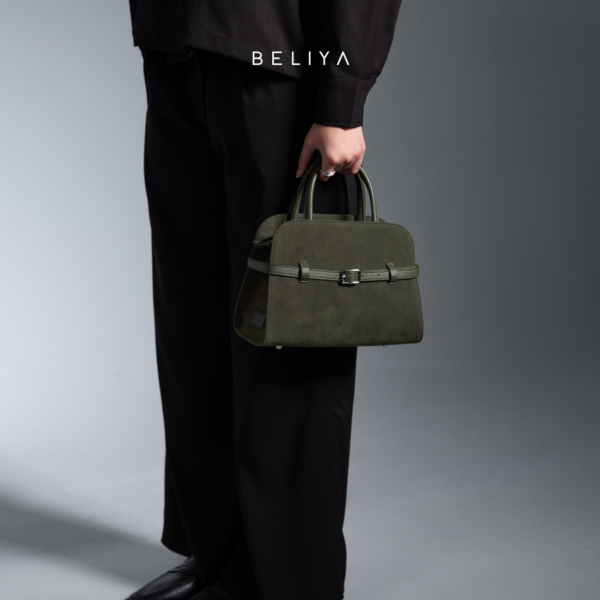 Beliya Tami HandBag Olive Green Suede - Medium Size