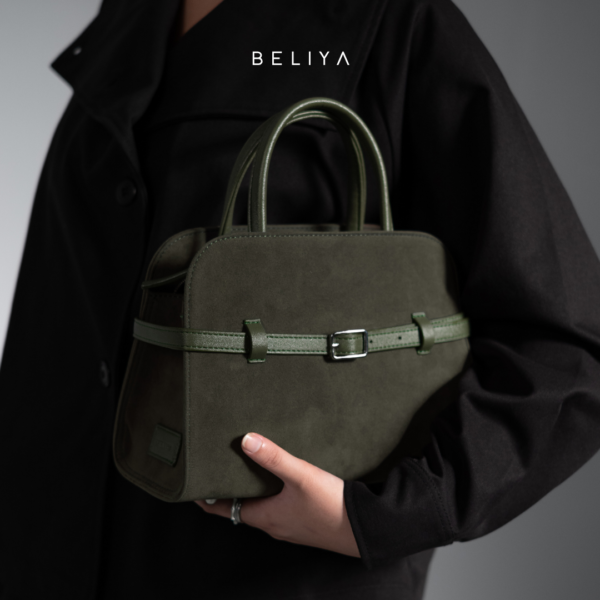 Beliya Tami HandBag Olive Green Suede - Medium Size
